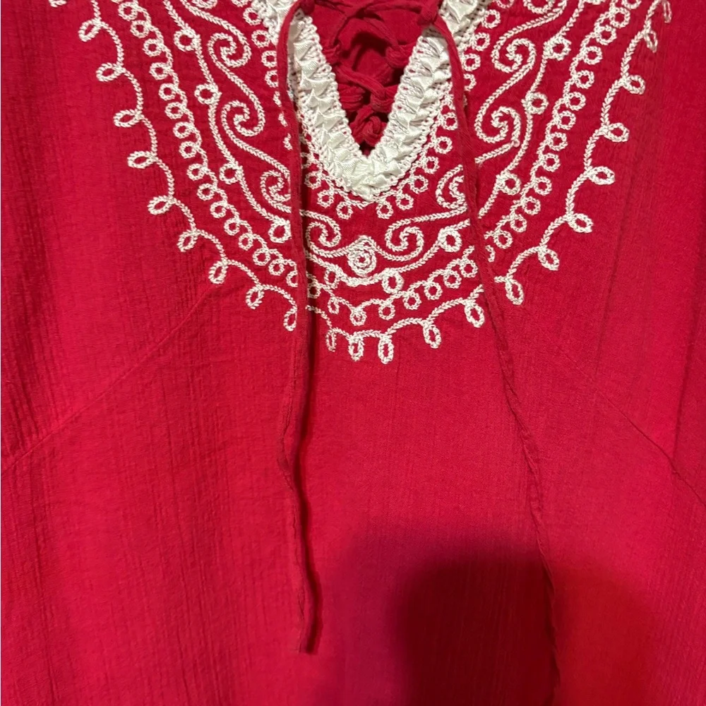 Pinkish Embroidered Boho Tunic with Fringe Size L - Picture 4 of 13